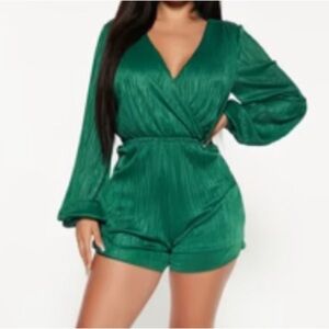 Green Long Sleeve Romper